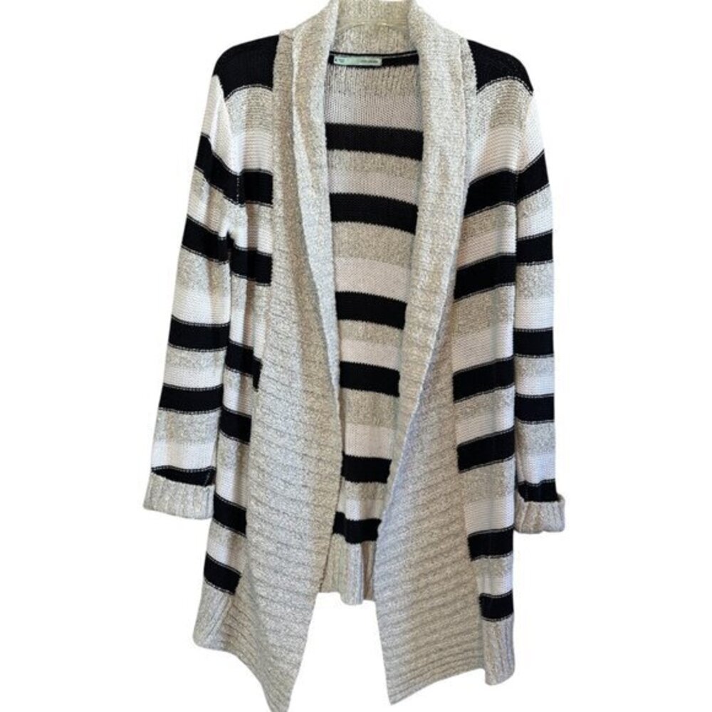 Maurice’s Black & Cream Long Cardigan Sweater Casual Office Size Medium